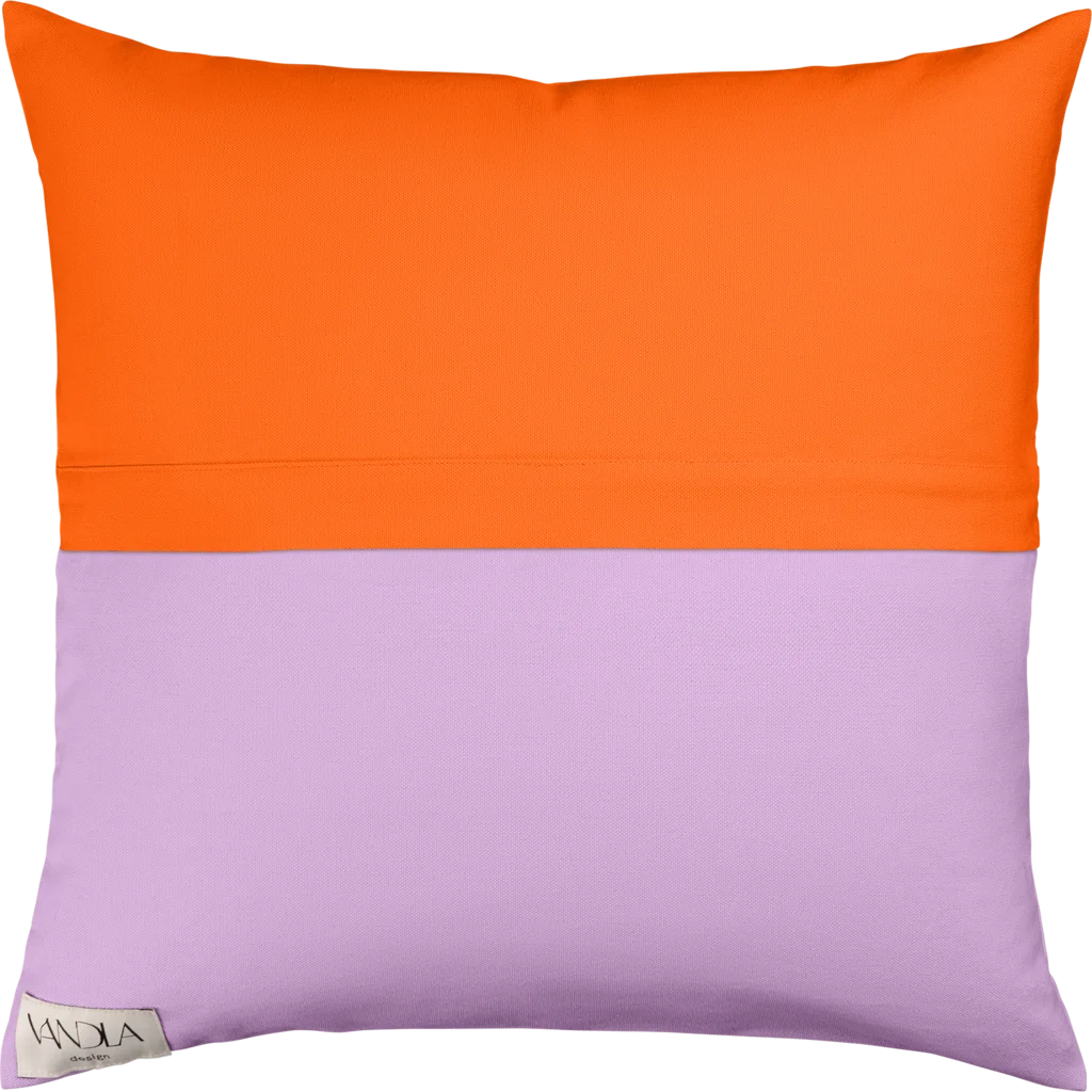 Modulare Kissenhülle Farbkombinationen mit Orange in Orange+Flieder von Vandla design Größe 50x50 cm