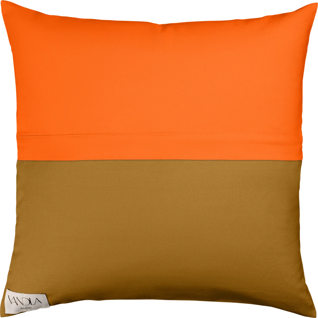 Modulare Kissenhülle Farbkombinationen mit Orange in Orange+Hellbraun Orange+Braun von Vandla design Größe 50x50 cm