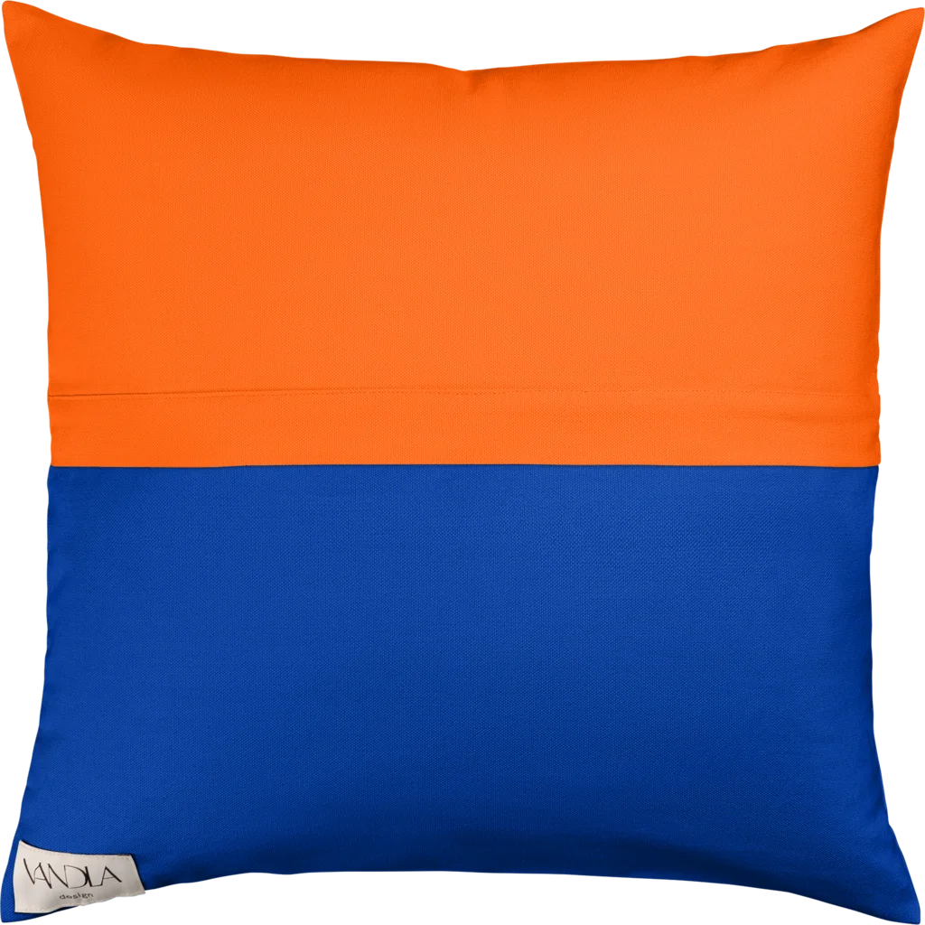 Modulare Kissenhülle Farbkombinationen mit Orange in Orange+Kobalt Orange+Blau von Vandla design Größe 50x50 cm