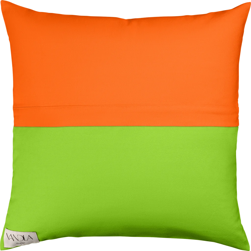 Modulare Kissenhülle Farbkombinationen mit Orange in Orange+Limette Orange+Grün von Vandla design Größe 50x50 cm