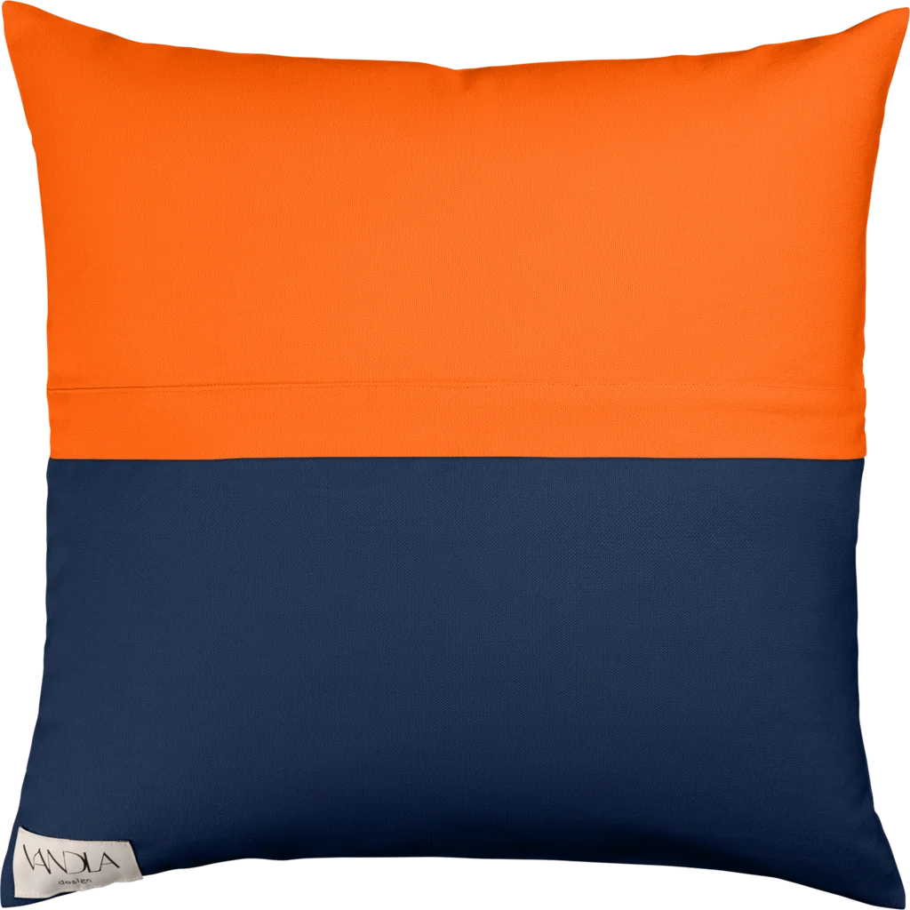 Modulare Kissenhülle Farbkombinationen mit Orange in Orange+Marine Orange+Blau von Vandla design Größe 50x50 cm