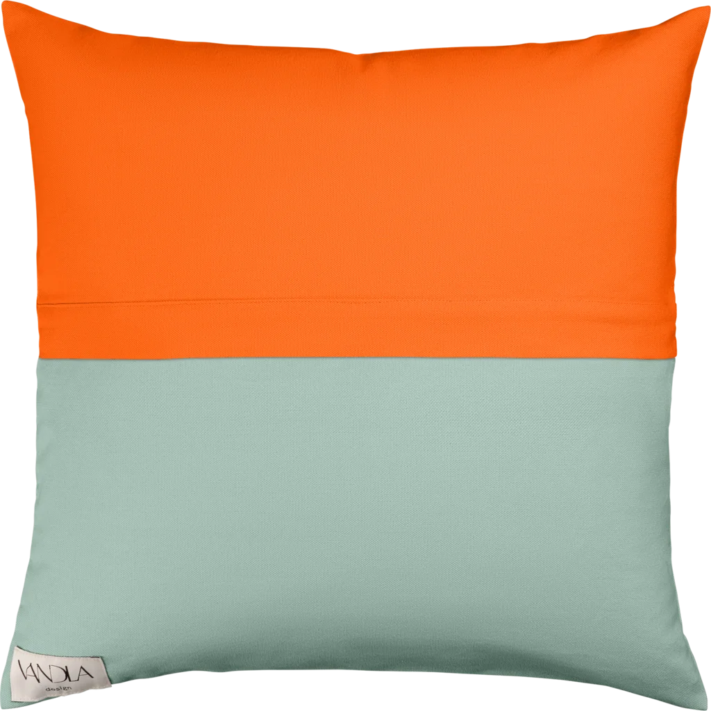 Modulare Kissenhülle Farbkombinationen mit Orange in Orange+Mint von Vandla design Größe 50x50 cm