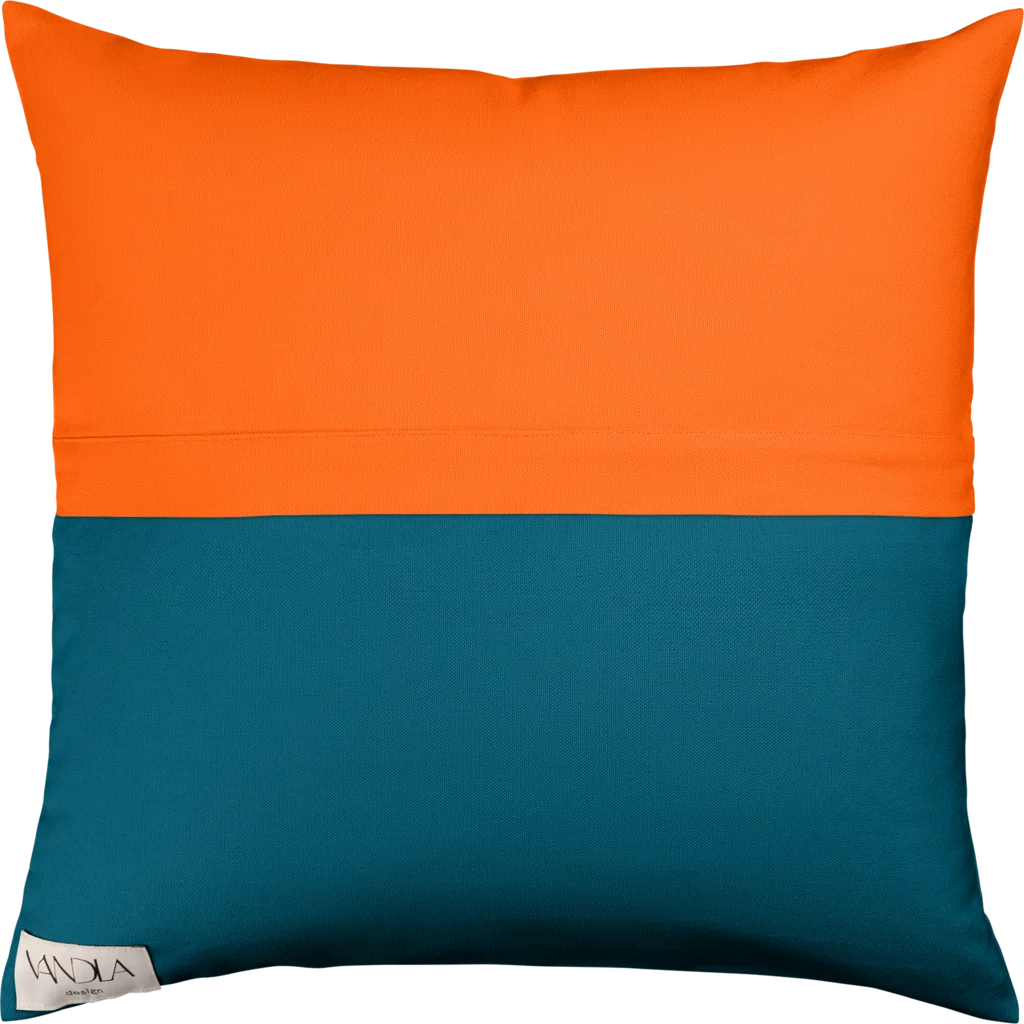 Modulare Kissenhülle Farbkombinationen mit Orange in Orange+Petrol Orange+Blau von Vandla design Größe 50x50 cm
