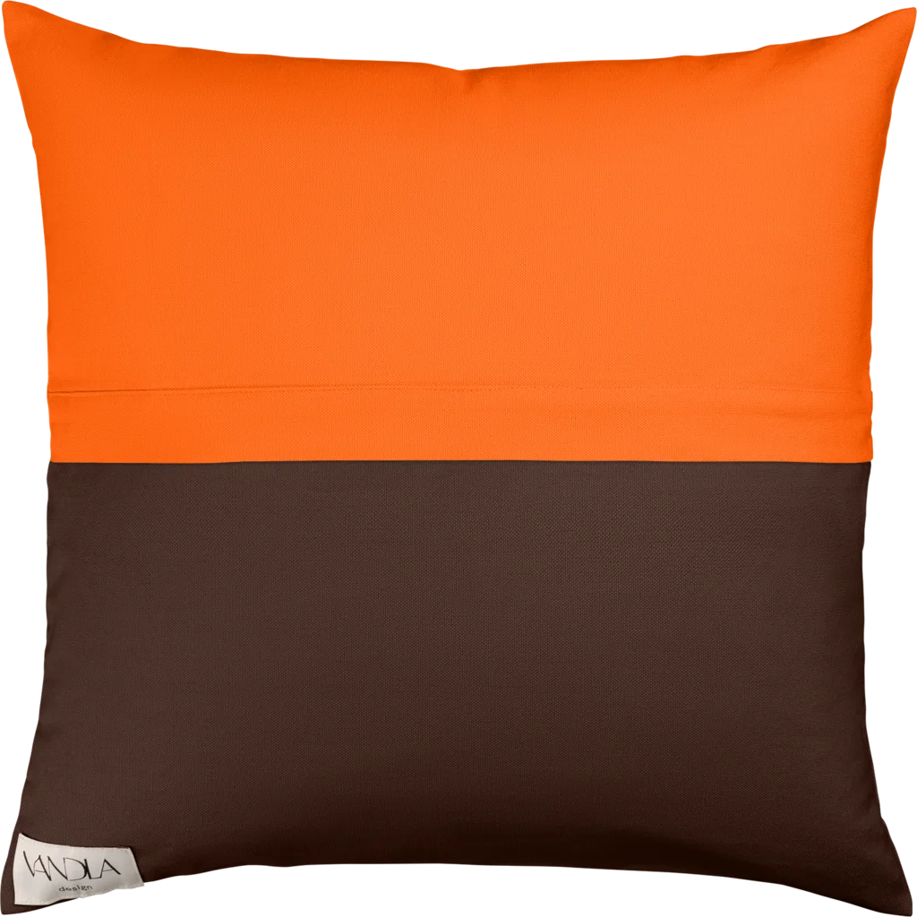 Modulare Kissenhülle Farbkombinationen mit Orange in Orange+Schoko Orange+Braun von Vandla design Größe 50x50 cm