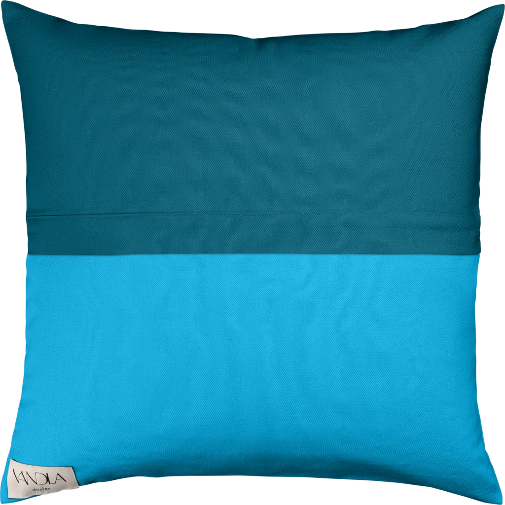 Modulare Kissenhülle Farbkombinationen mit Petrol in Petrol+Atlantik Blau+Blau von Vandla design Größe 50x50 cm