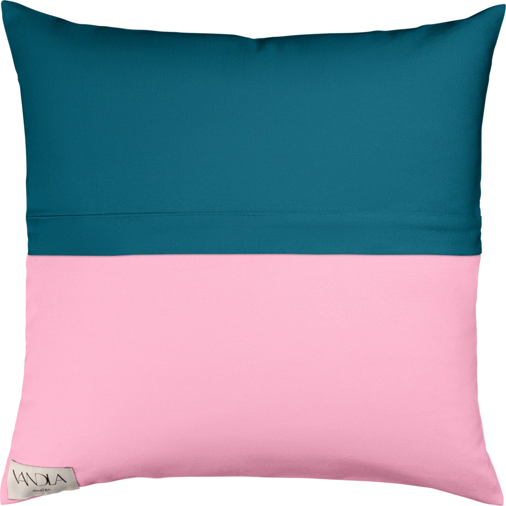 Modulare Kissenhülle Farbkombinationen mit Petrol in Petrol+Pink Blau+Pink von Vandla design Größe 50x50 cm