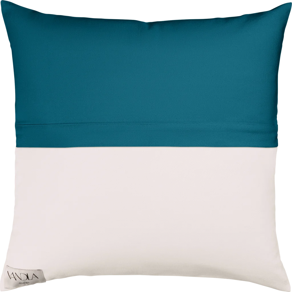 Modulare Kissenhülle Farbkombinationen mit Petrol in Petrol+Weiß Blau+Weiß von Vandla design Größe 50x50 cm