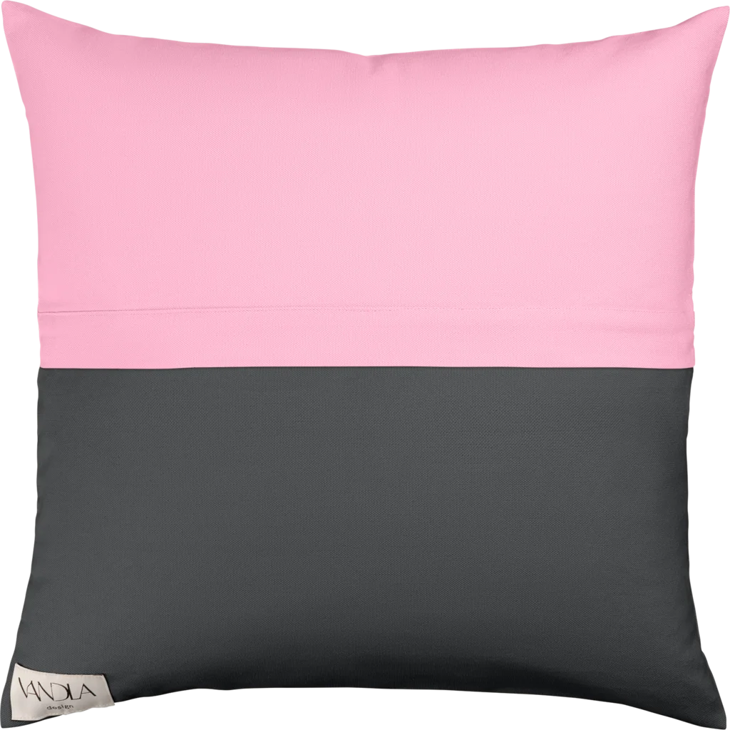 Modulare Kissenhülle Farbkombinationen mit Pink in Pink+Anthrazit von Vandla design Größe 50x50 cm