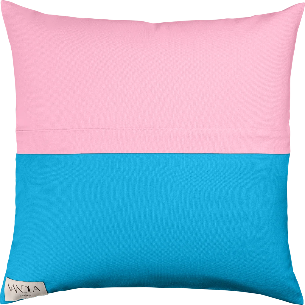 Modulare Kissenhülle Farbkombinationen mit Pink in Pink+Atlantik Pink+Blau von Vandla design Größe 50x50 cm