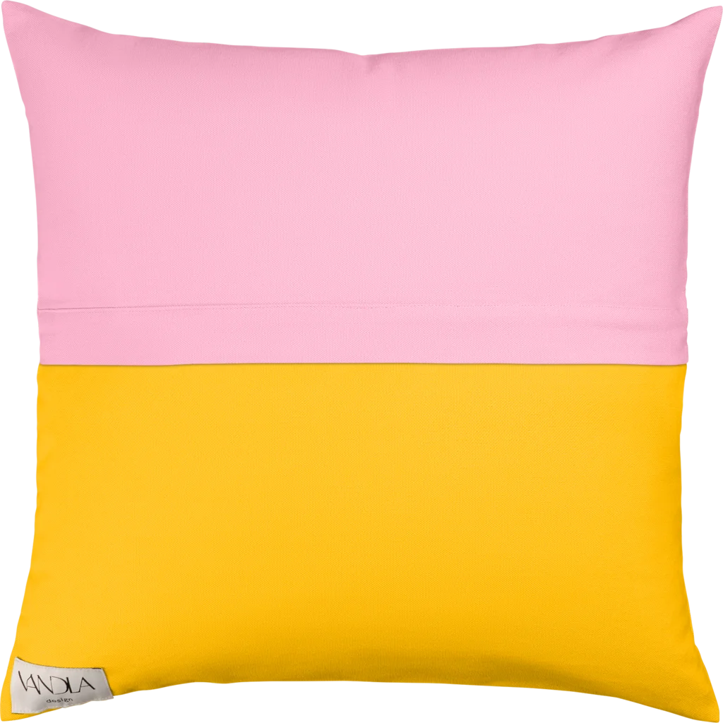 Modulare Kissenhülle Farbkombinationen mit Pink in Pink+Gelb von Vandla design Größe 50x50 cm