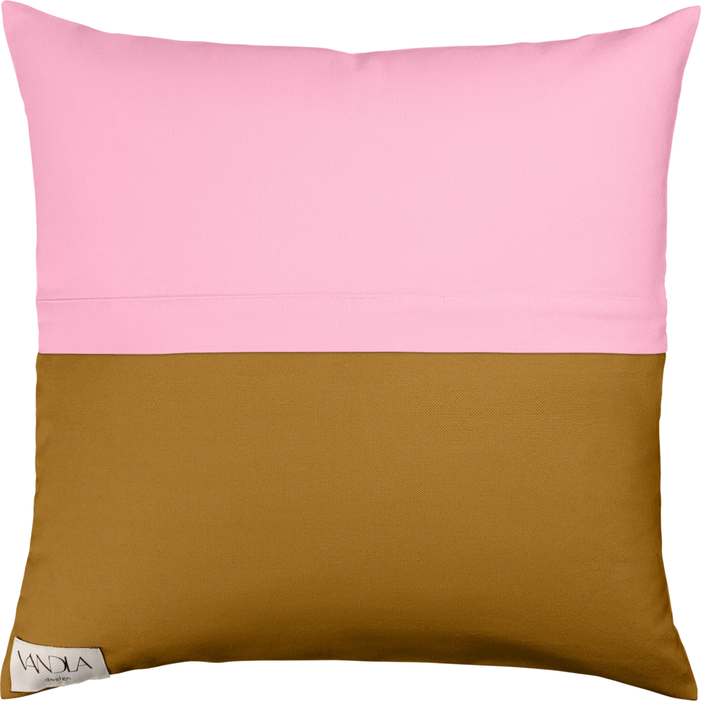 Modulare Kissenhülle Farbkombinationen mit Pink in Pink+Hellbraun Pink+Braun von Vandla design Größe 50x50 cm
