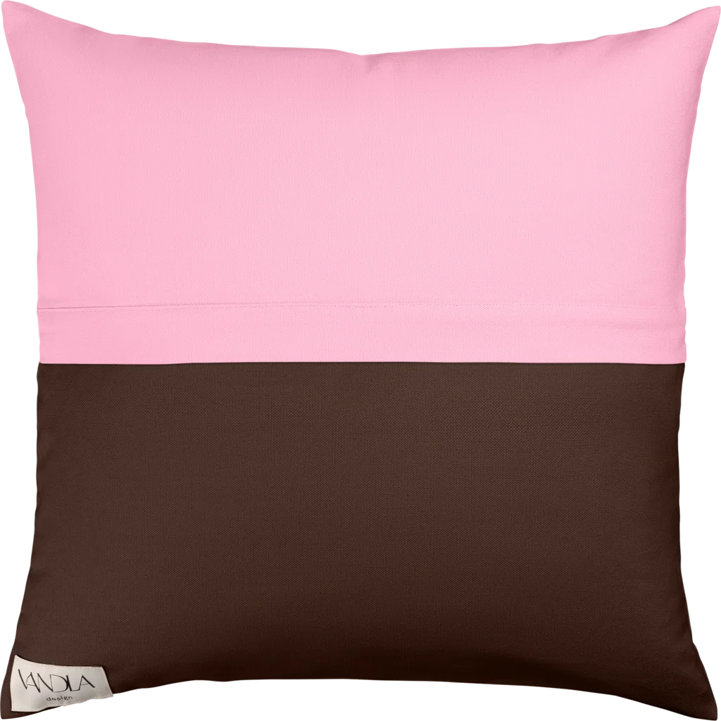 Modulare Kissenhülle Farbkombinationen mit Pink in Pink+Schoko Pink+Braun von Vandla design Größe 50x50 cm
