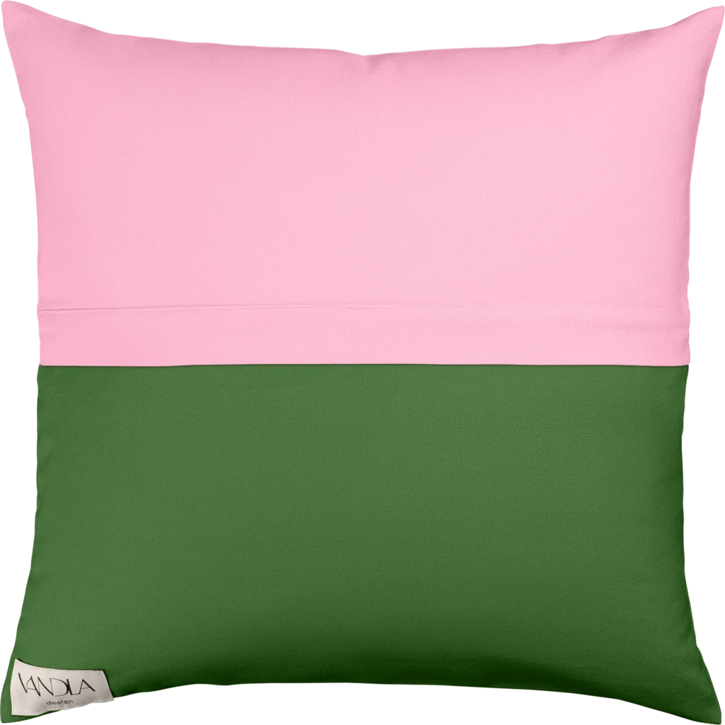 Modulare Kissenhülle Farbkombinationen mit Pink in Pink+Waldgrün Pink+Grün von Vandla design Größe 50x50 cm