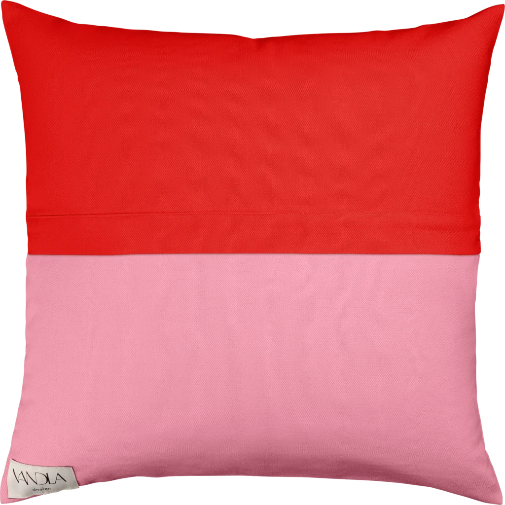 Modulare Kissenhülle Farbkombinationen mit Rot in Rot+Altrosa Rot+Rosa von Vandla design Größe 50x50 cm