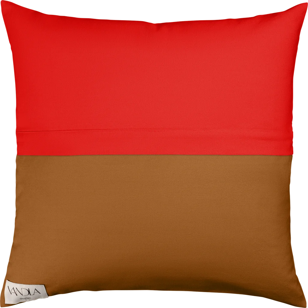 Modulare Kissenhülle Farbkombinationen mit Rot in Rot+Hellbraun Rot+Braun von Vandla design Größe 50x50 cm
