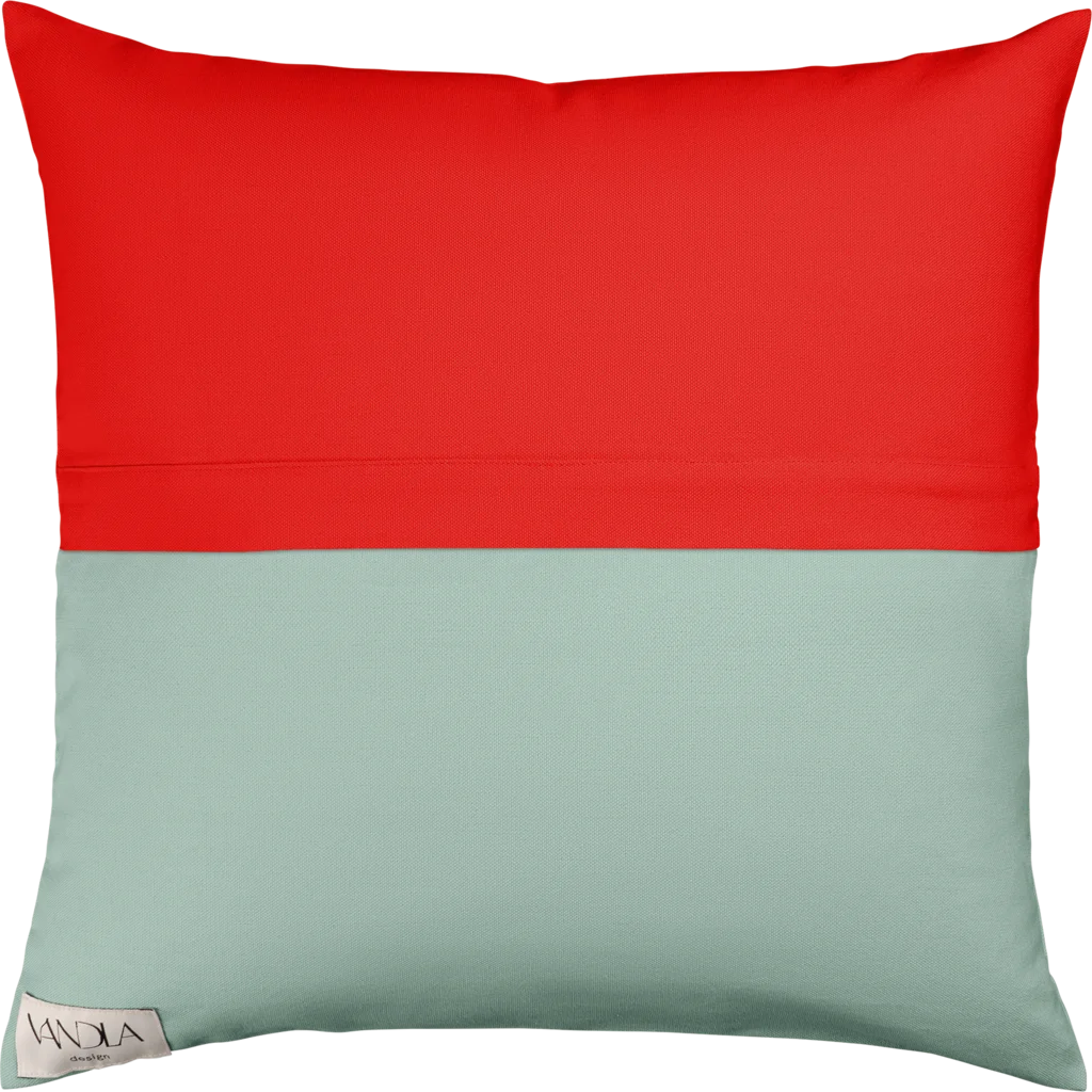 Modulare Kissenhülle Farbkombinationen mit Rot in Rot+Mint von Vandla design Größe 50x50 cm