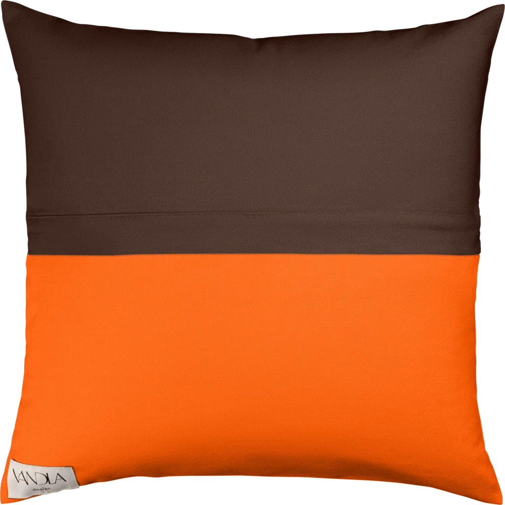 Modulare Kissenhülle Farbkombinationen mit Schoko in Schoko+Orange Braun+Orange von Vandla design Größe 50x50 cm