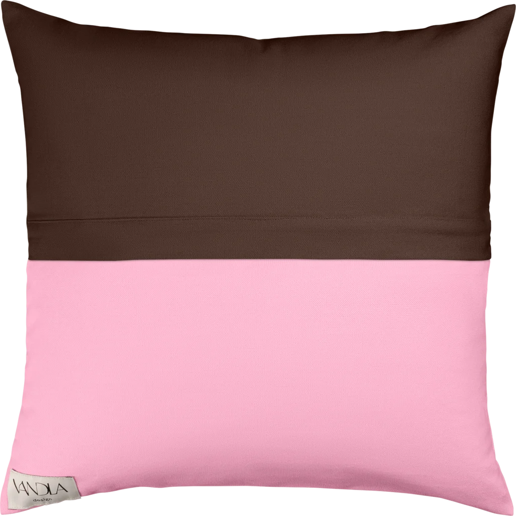 Modulare Kissenhülle Farbkombinationen mit Schoko in Schoko+Pink Braun+Pink von Vandla design Größe 50x50 cm