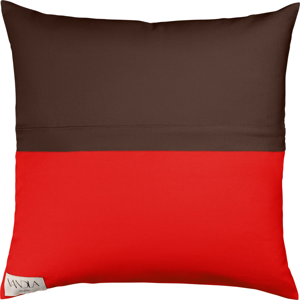 Modulare Kissenhülle Farbkombinationen mit Schoko in Schoko+Rot Braun+Rot von Vandla design Größe 50x50 cm