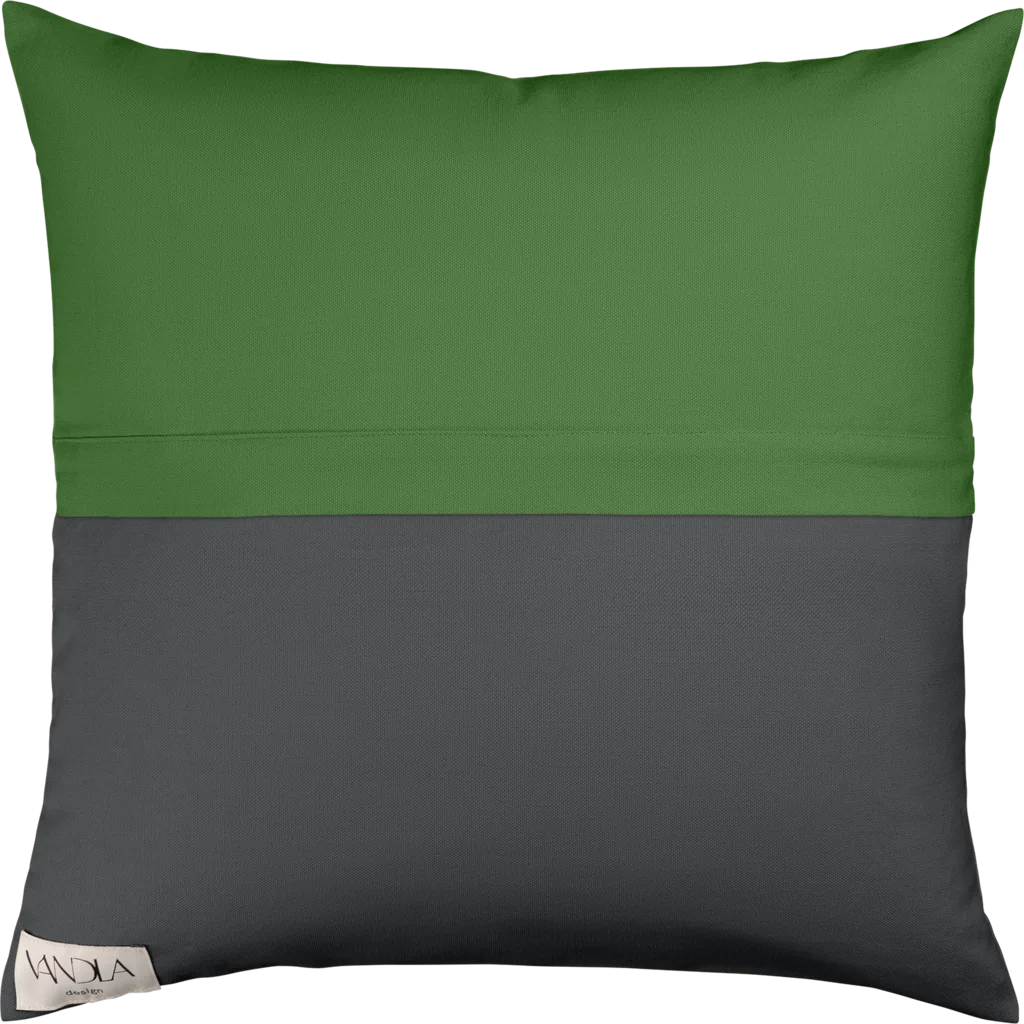 Modulare Kissenhülle Farbkombinationen mit Waldgrün in Waldgrün+Anthrazit Grün+Anthrazit von Vandla design Größe 50x50 cm
