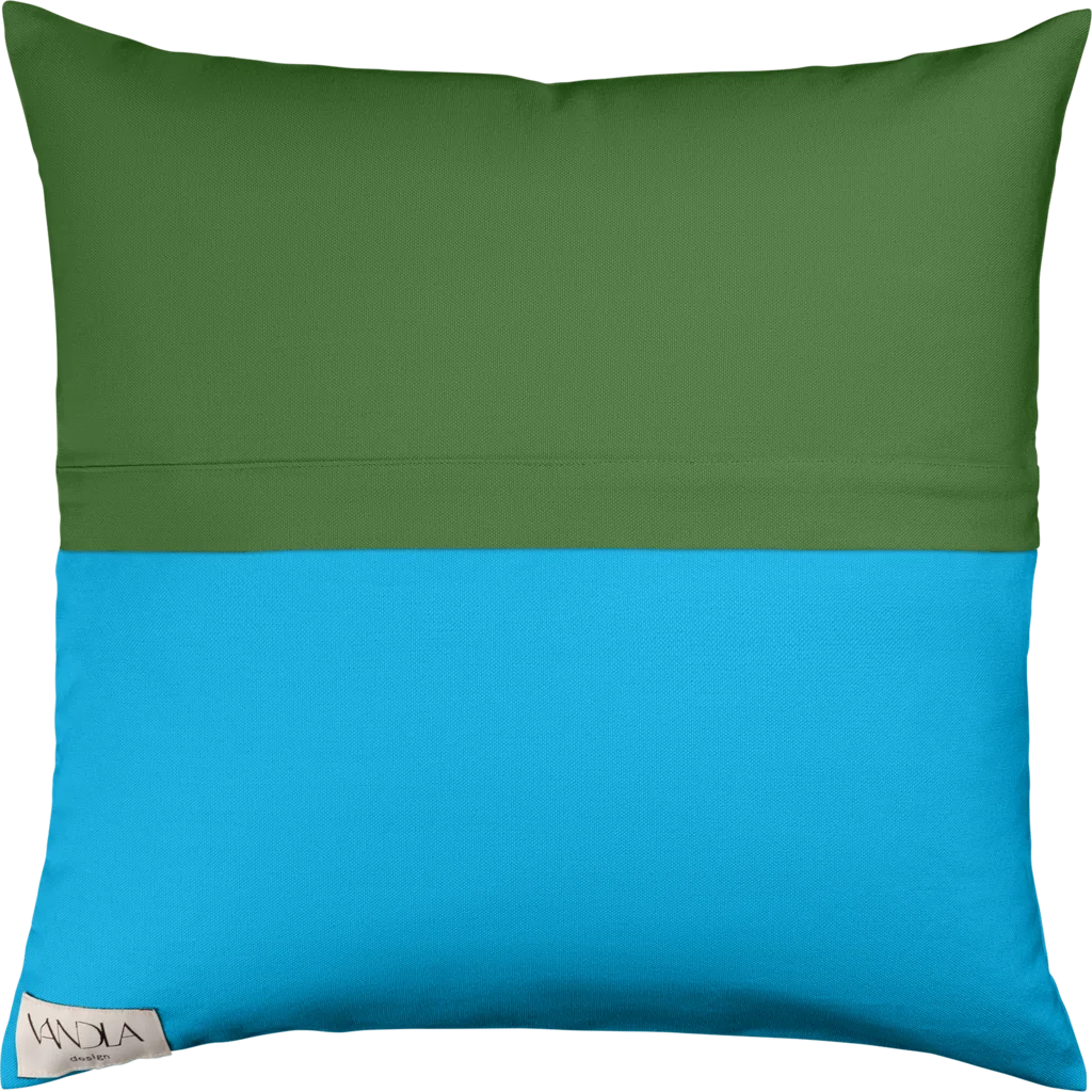 Modulare Kissenhülle Farbkombinationen mit Waldgrün in Waldgrün+Atlantik Grün+Blau von Vandla design Größe 50x50 cm
