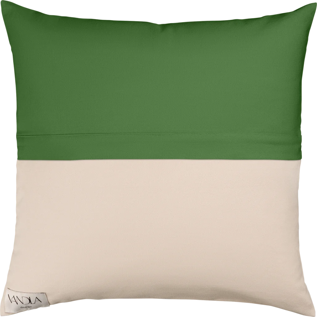 Modulare Kissenhülle Farbkombinationen mit Waldgrün in Waldgrün+Beige Grün+Beige von Vandla design Größe 50x50 cm