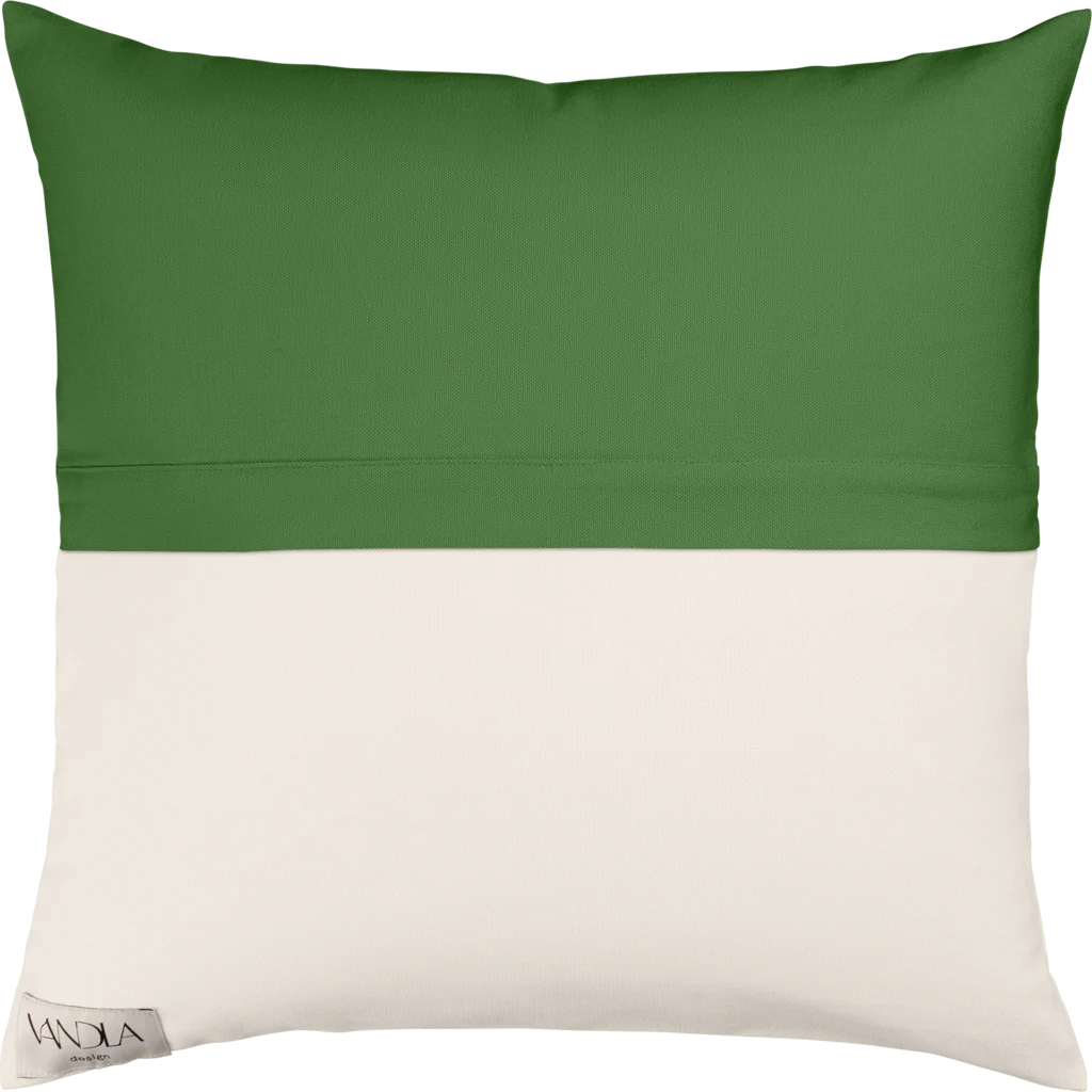 Modulare Kissenhülle Farbkombinationen mit Waldgrün in Waldgrün+Creme Grün+Creme von Vandla design Größe 50x50 cm
