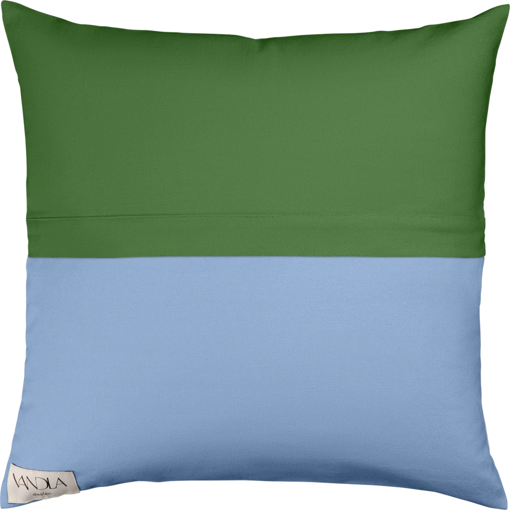 Modulare Kissenhülle Farbkombinationen mit Waldgrün in Waldgrün+Jeansblau Grün+Blau von Vandla design Größe 50x50 cm