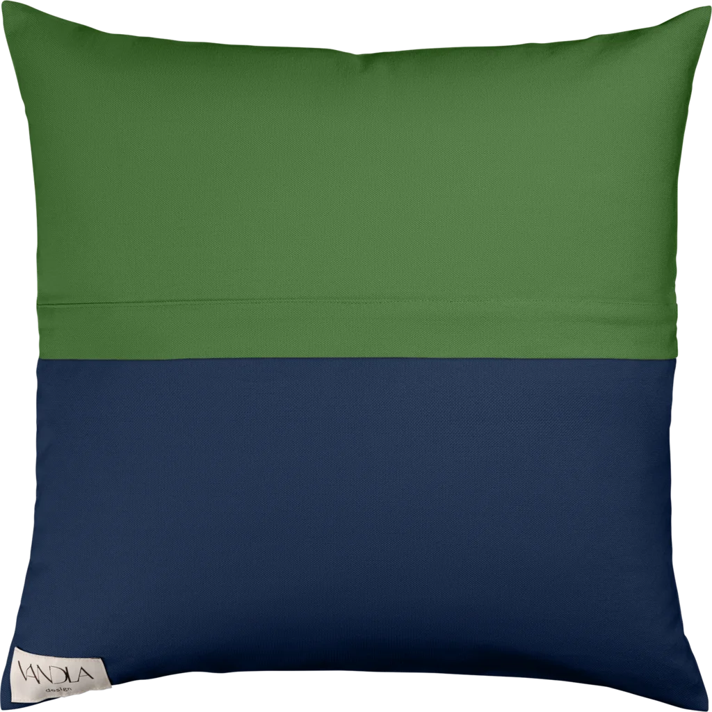 Modulare Kissenhülle Farbkombinationen mit Waldgrün in Waldgrün+Marine Grün+Blau von Vandla design Größe 50x50 cm
