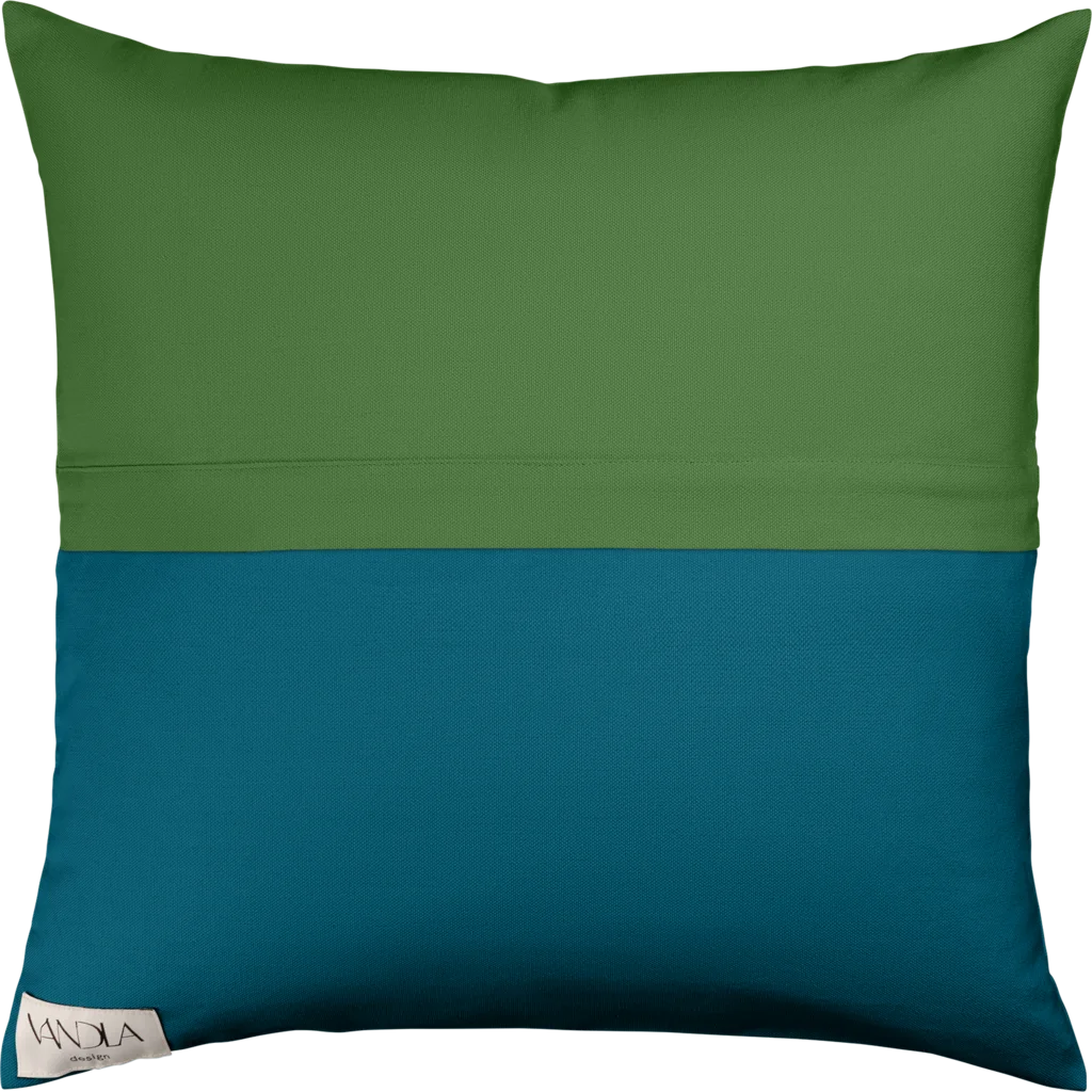 Modulare Kissenhülle Farbkombinationen mit Waldgrün in Waldgrün+Petrol Grün+Blau von Vandla design Größe 50x50 cm