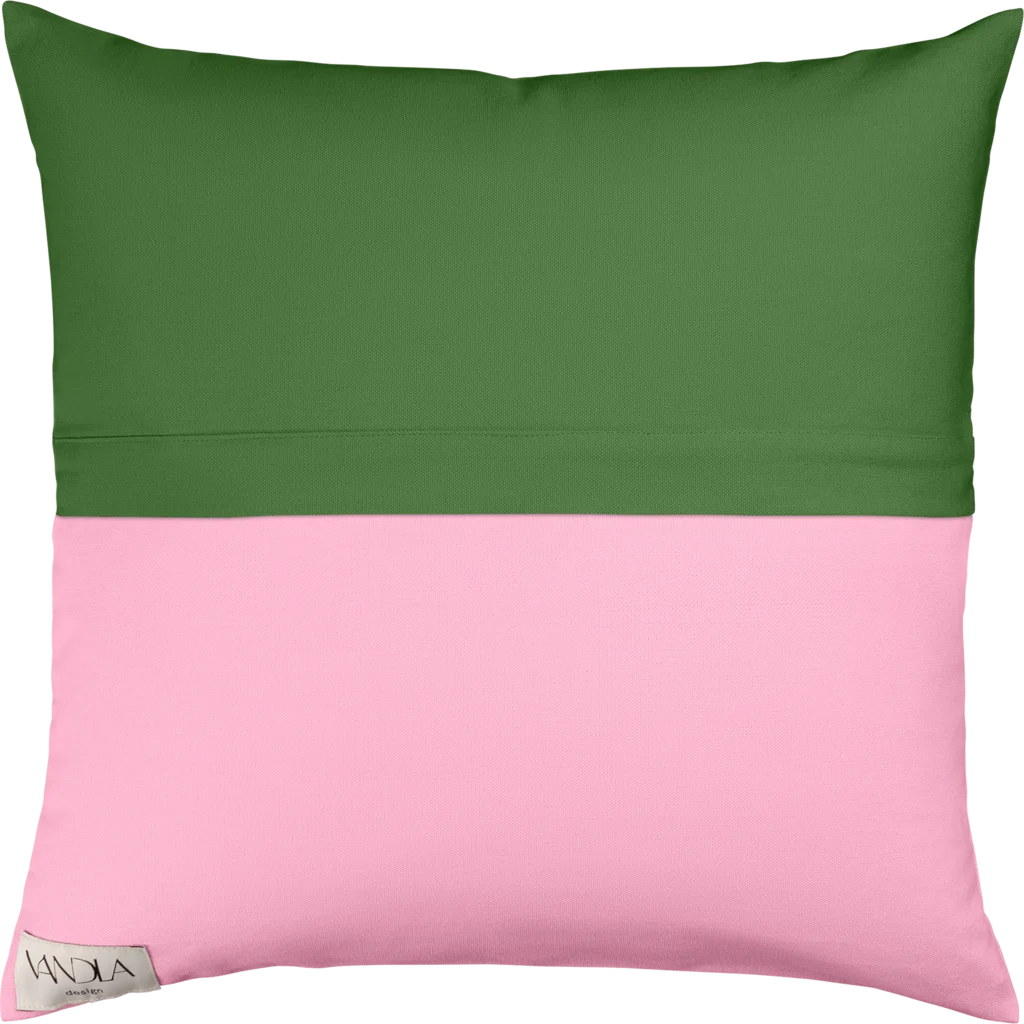 Modulare Kissenhülle Farbkombinationen mit Waldgrün in Waldgrün+Pink Grün+Pink von Vandla design Größe 50x50 cm