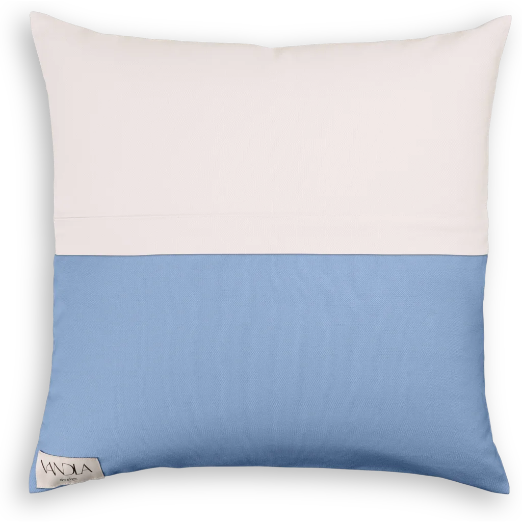 Modulare Kissenhülle Farbkombinationen mit Weiß in Weiß+Jeansblau Weiß+Blau von Vandla design Größe 50x50 cm