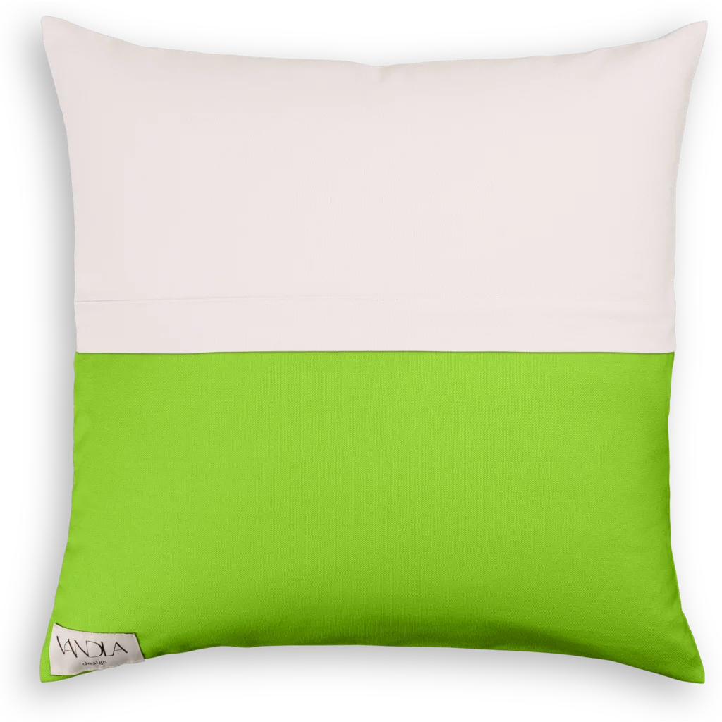 Modulare Kissenhülle Farbkombinationen mit Weiß in Weiß+Limette Weiß+Grün von Vandla design Größe 50x50 cm