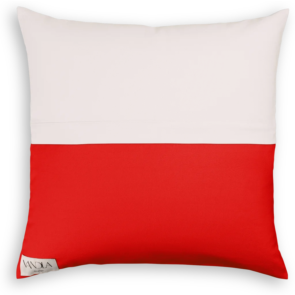Modulare Kissenhülle Farbkombinationen mit Weiß in Weiß+Rot von Vandla design Größe 50x50 cm