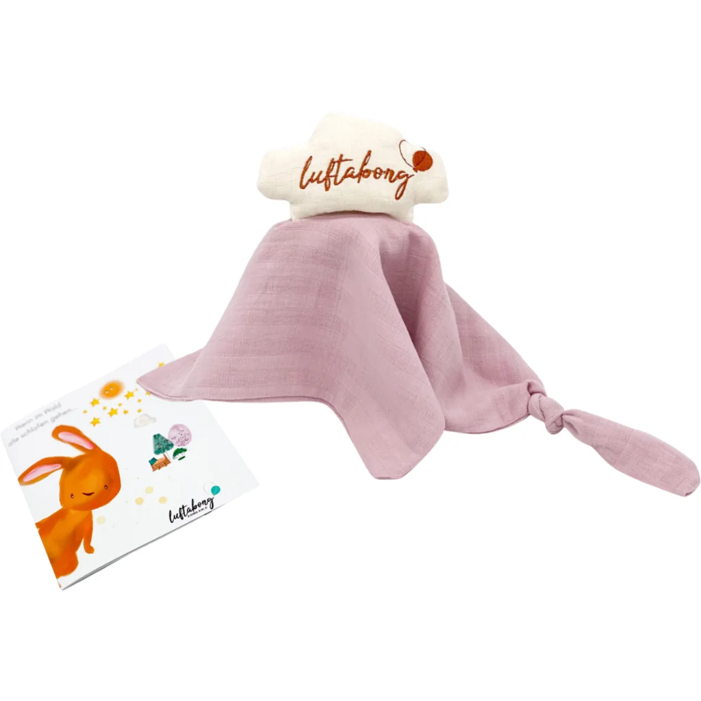 Musselin Baby-+Kinder-Schmusetuch & Einschlafbuch in Altrosa Rosa von Luftabong Größe klein
