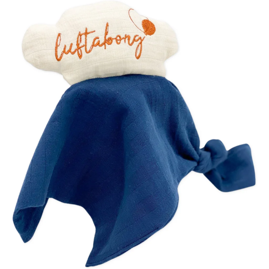 Musselin Baby-+Kinder-Schmusetuch & Einschlafbuch in Dunkelblau Blau von Luftabong Größe klein