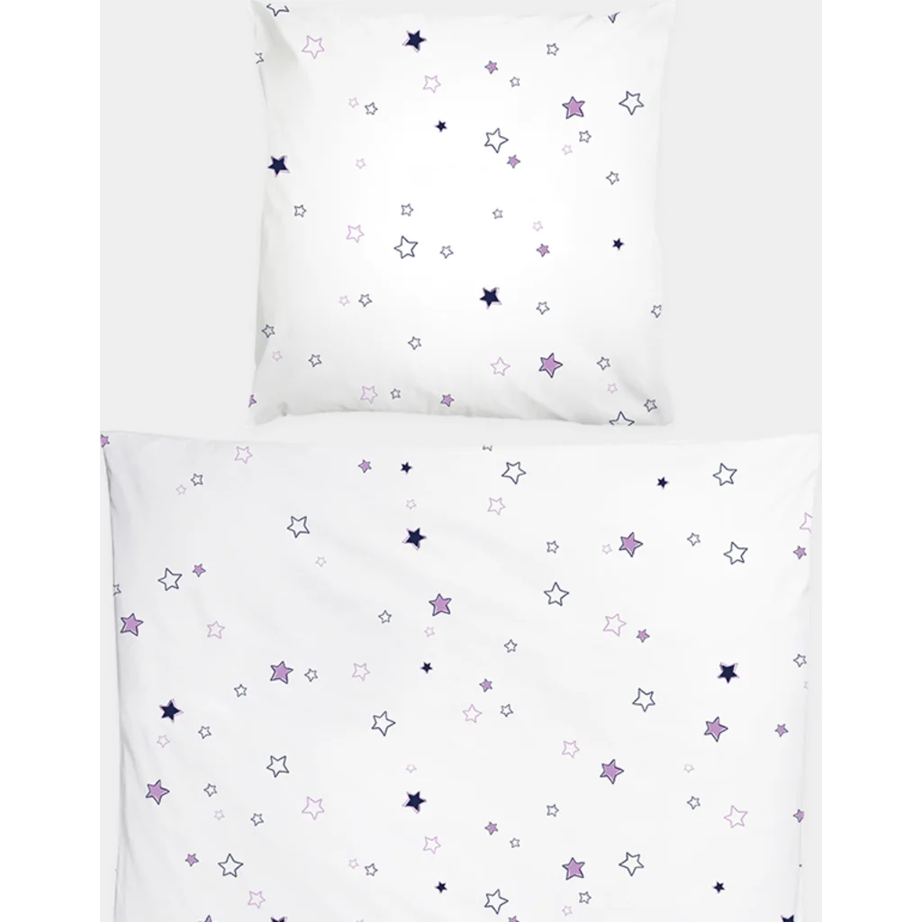 Perkal Kinder-Bettwäsche Sterne Garnitur in Muster Sterne von KATHA covers Größe 135x200 + 80x80 cm