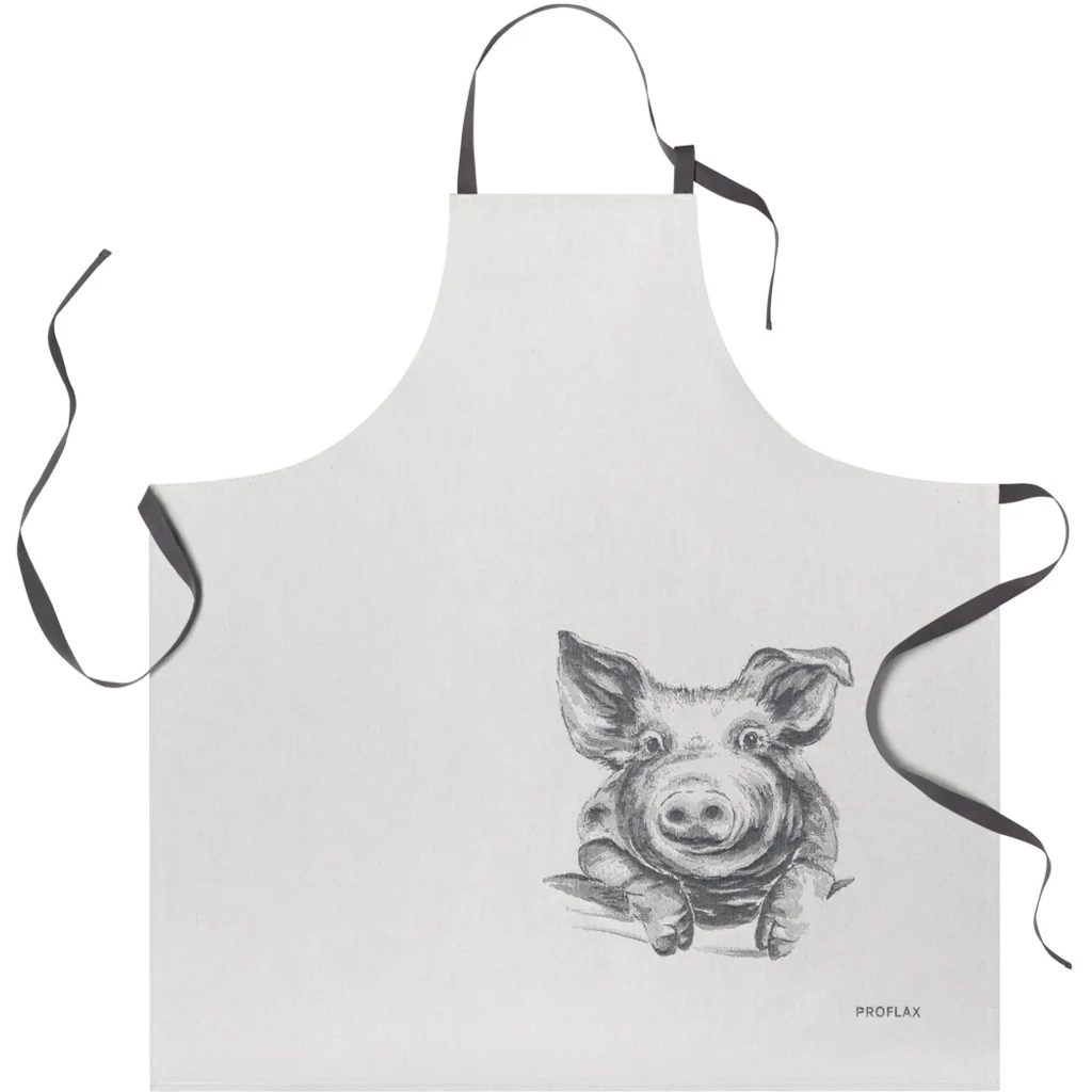 Schürze Schwein in Grau Muster Schwein von Proflax Größe 80x80 cm
