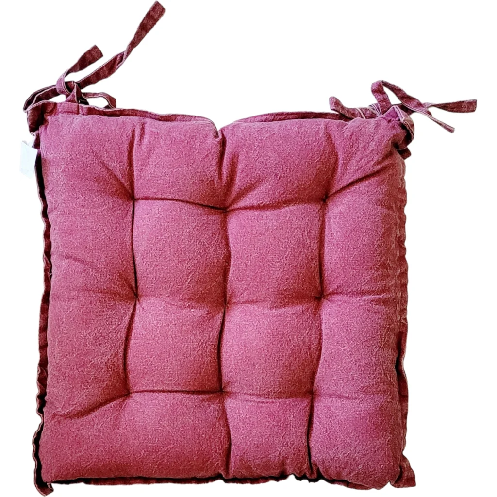 Sitzkissen mit Bindebändern in Weinrot Rrot von BAGHI Größe 40x40 cm