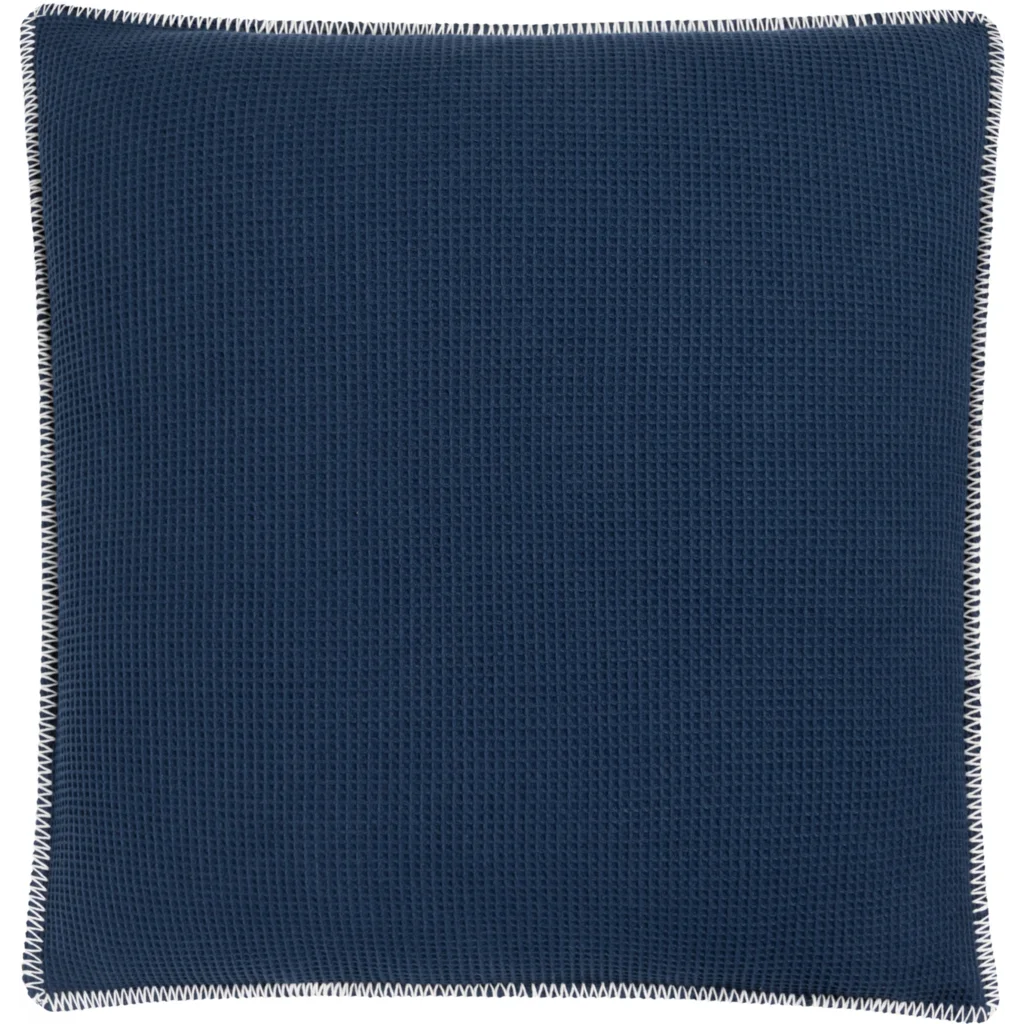 Waffelpiqué Kissenhülle mit Kontrastnaht in Maritim+Weiß Blau von Cradle Studio Größe 50x50 cm