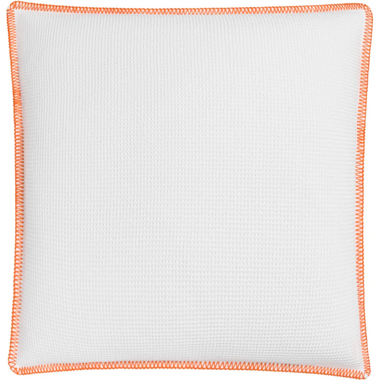 Waffelpiqué Kissenhülle mit Kontrastnaht in Weiß+Orange Weiß von Cradle Studio Größe 50x50 cm